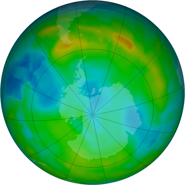 Antarctic ozone map for 03 July 2012